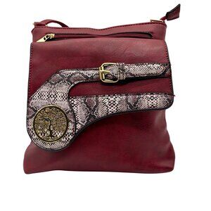 J Francis Red Faux Leather Shoulder Bag